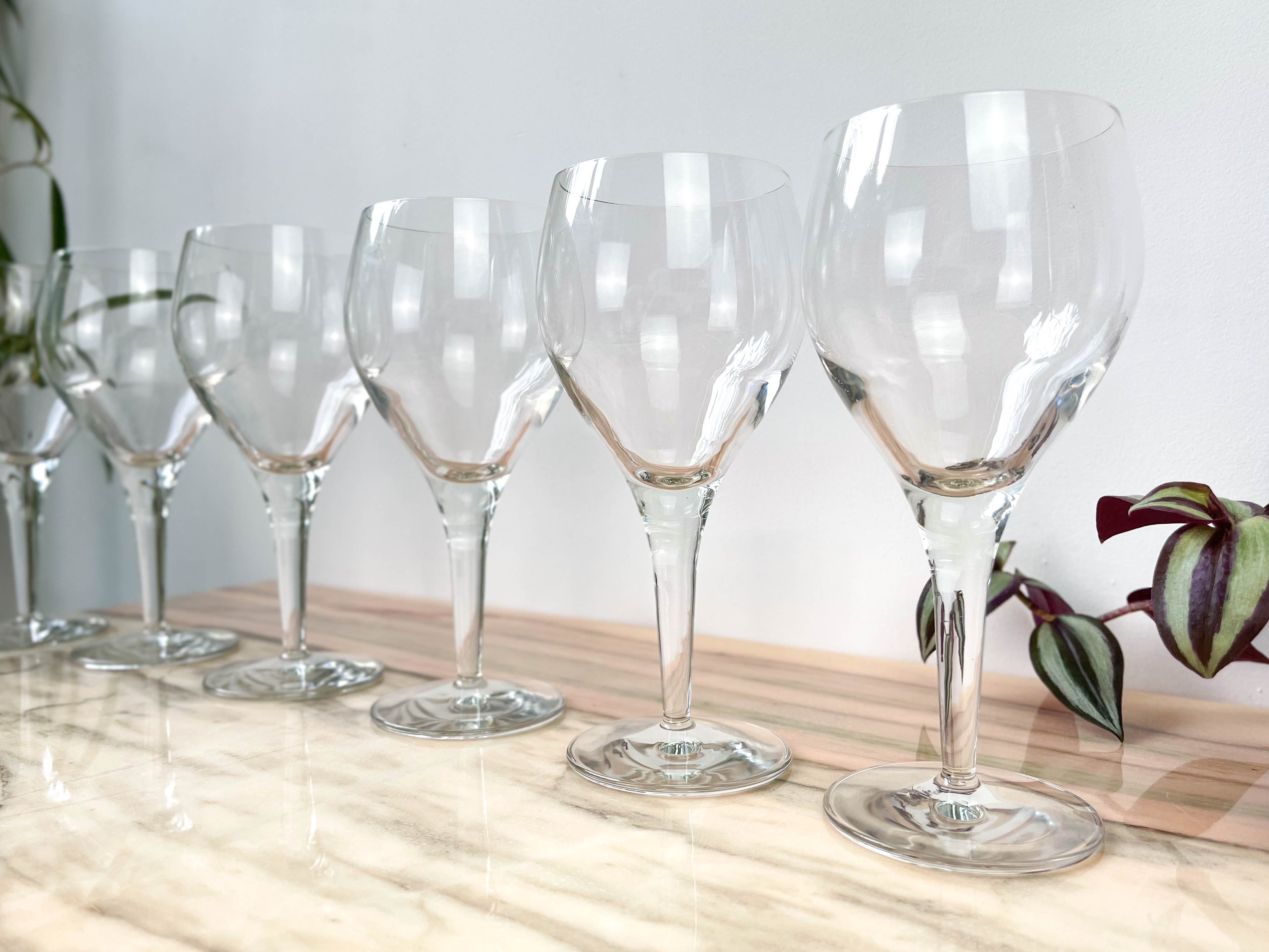 6 vintage crystal water glasses