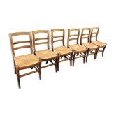 Six chaises paillées rustiques
