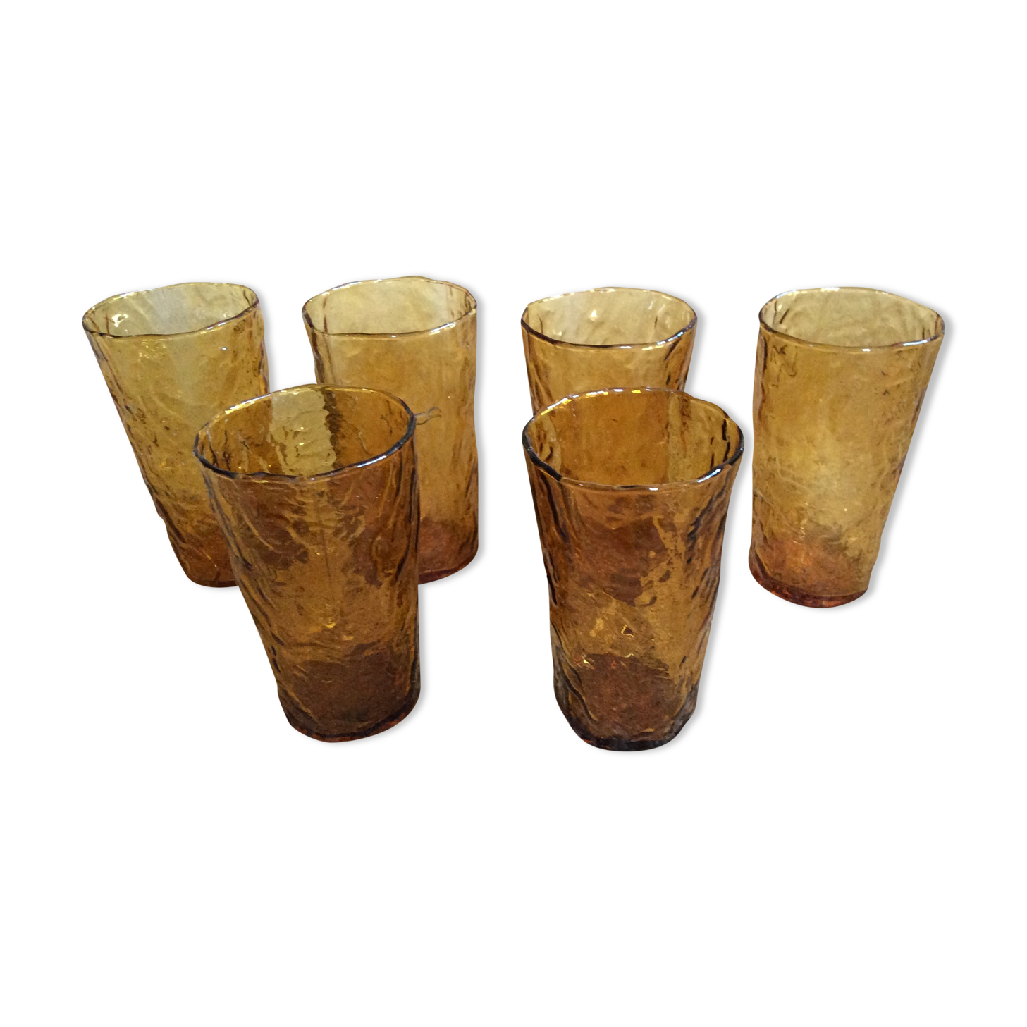 Series of 6 amber glasses