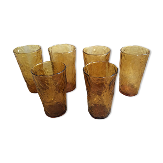 Series of 6 amber glasses