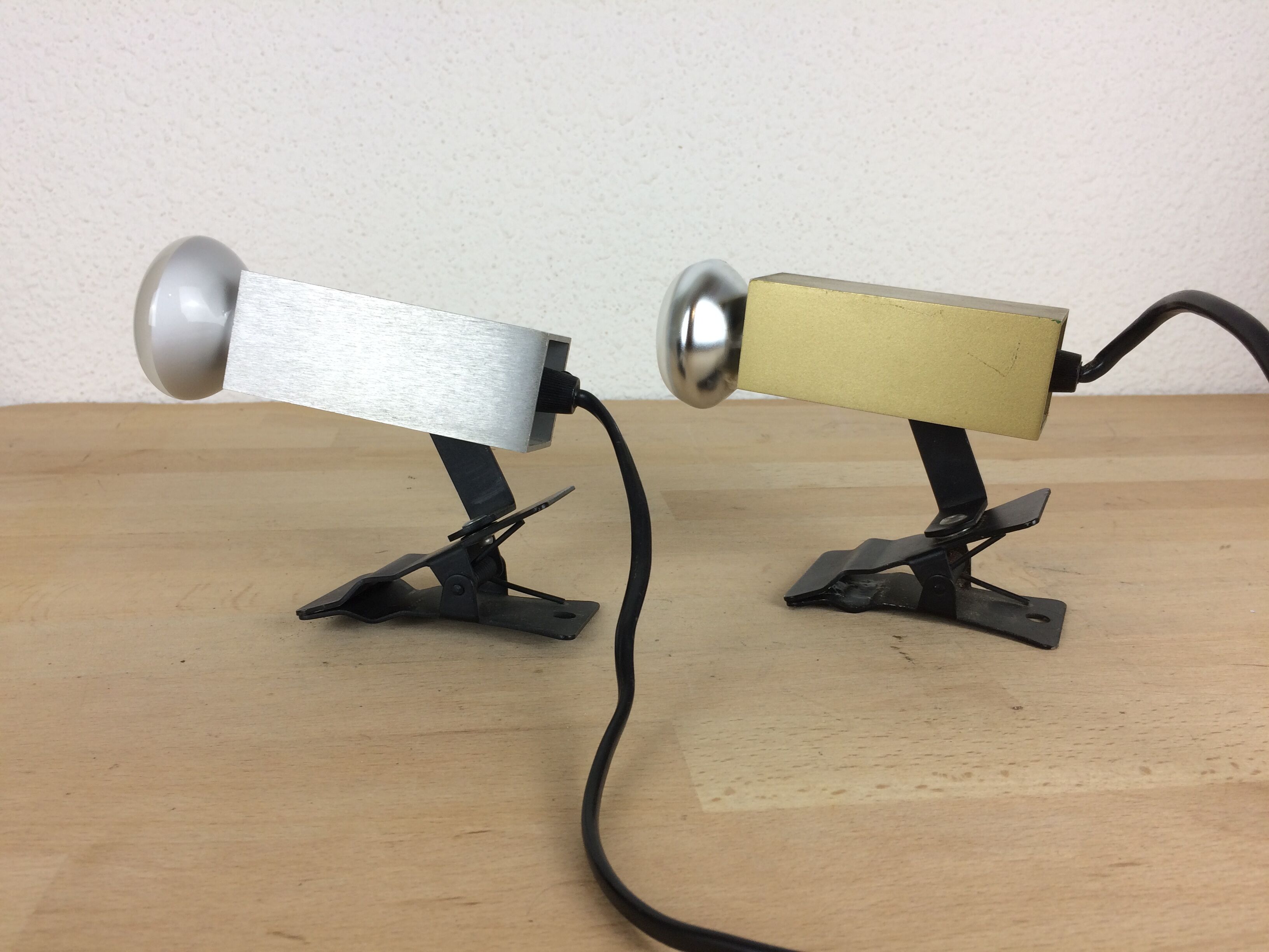Clip spotlight wall lamps osram aluminum gold square space age 60