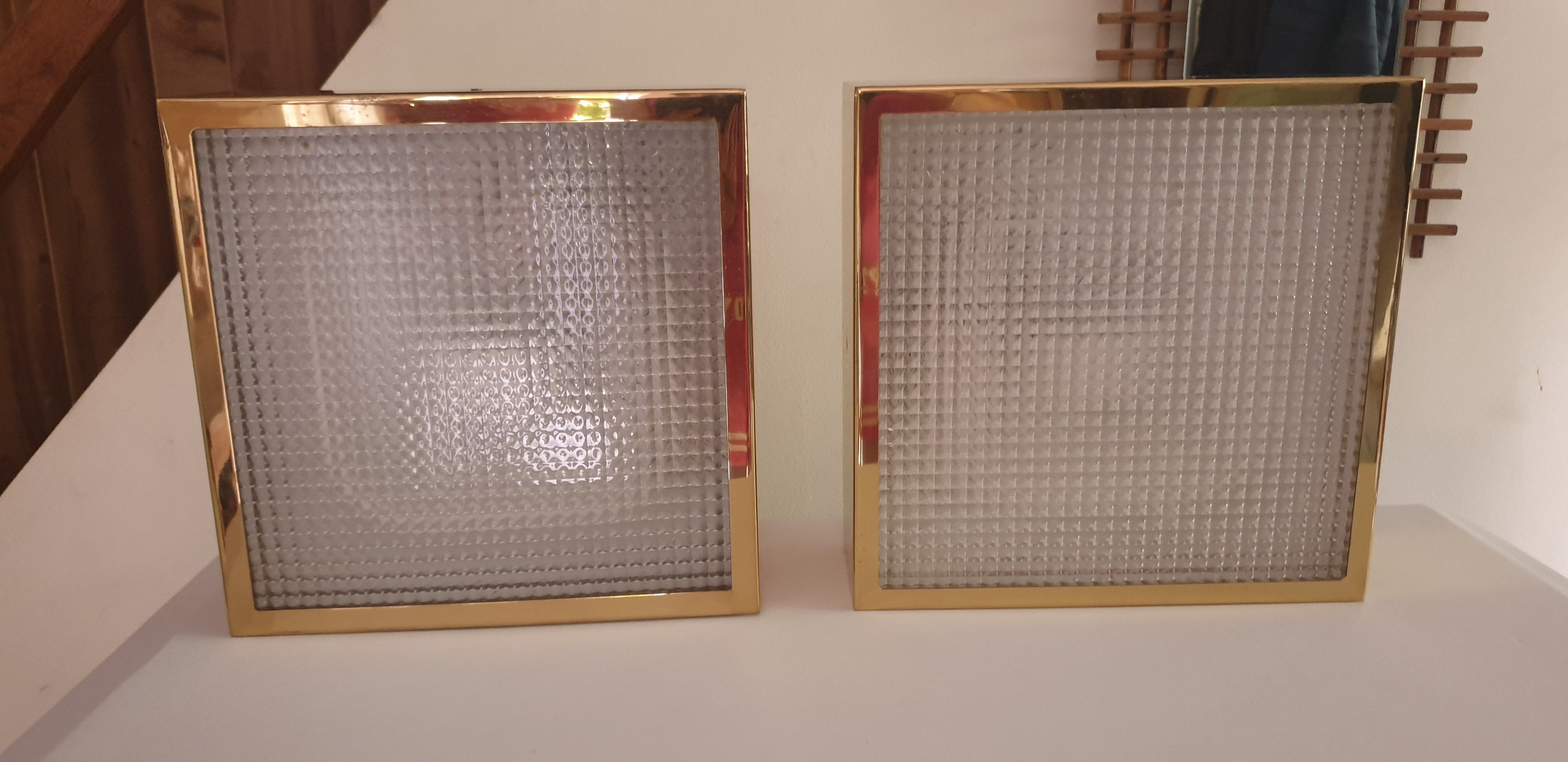Pair of gold square wall light