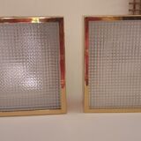 Pair of gold square wall light