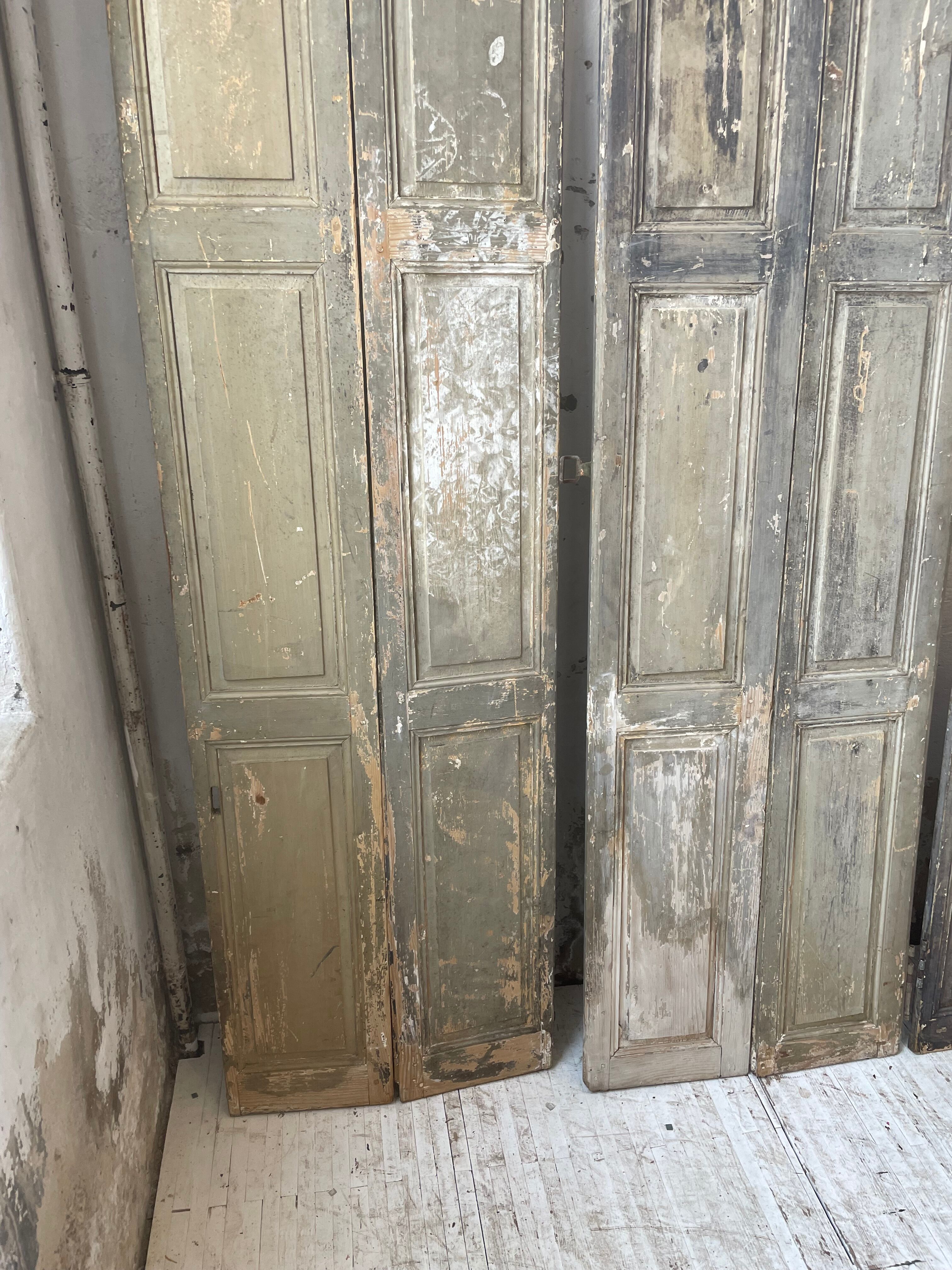 Trio of shutters louvers patina blue gray