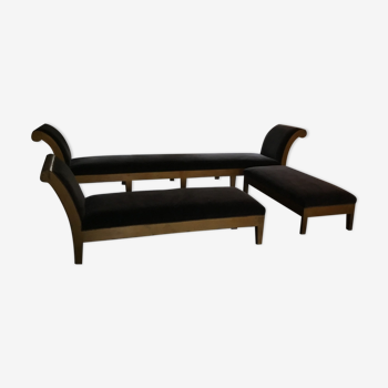 Set of chaise lounges and bench