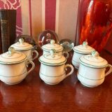 6 old Paris porcelain cream pots 19th (1850) set of 6