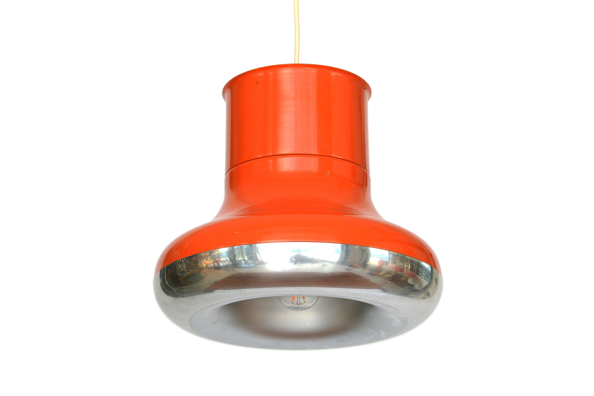 Orange pendant light "Fluga" by Hemi Sweden 1970s