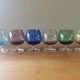Set of 6 vintage multicoloured stemmed glasses