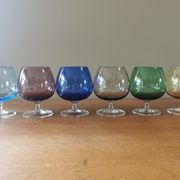Set of 6 vintage multicoloured stemmed glasses