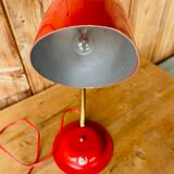 50s desk lamp in red enamelled tole.