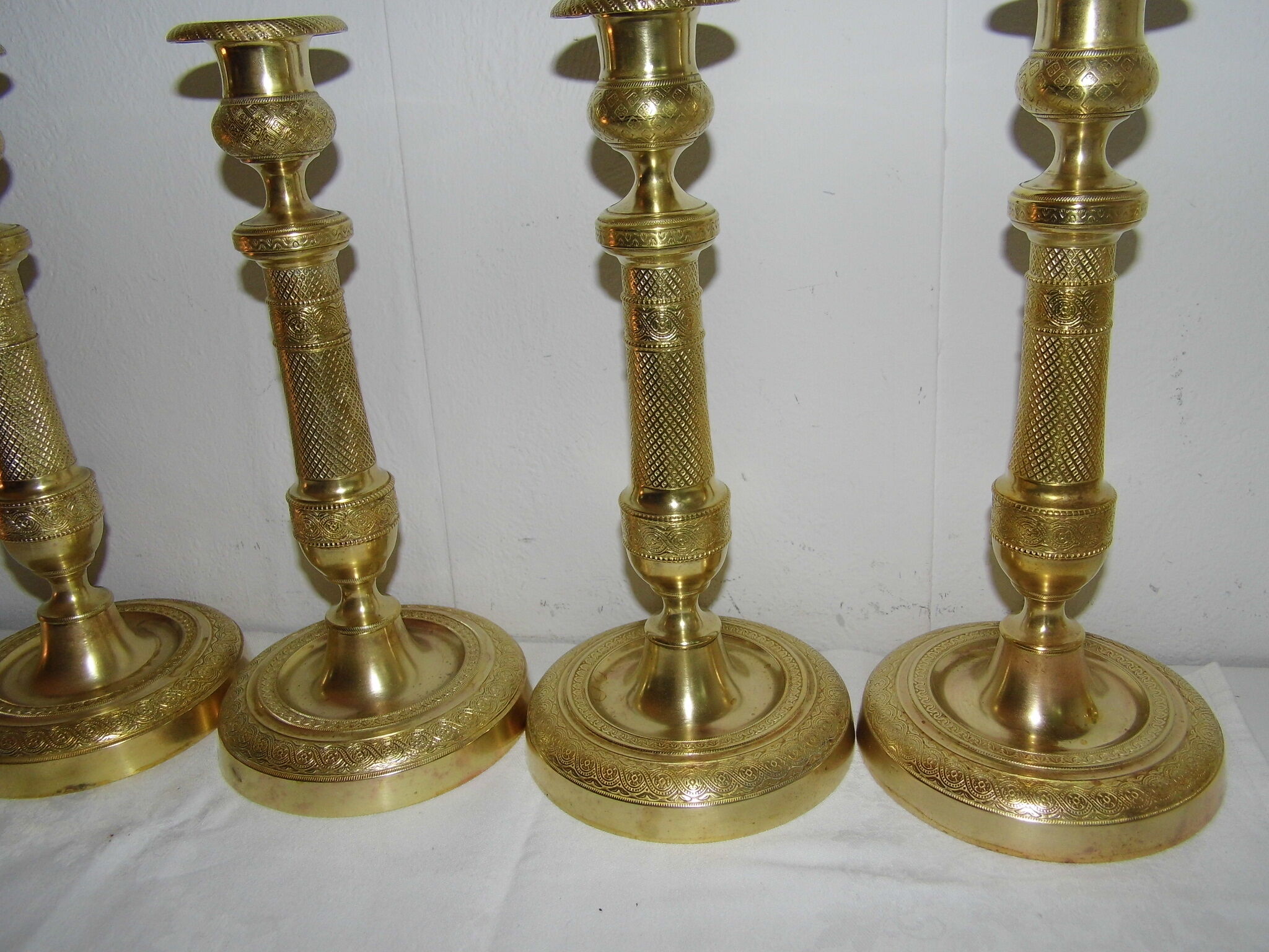 4 brass bronze torch candlesticks 27 cm