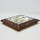 Longwy Trivet with Doorbell, Glazed Earthenware Tile and Wooden Frame