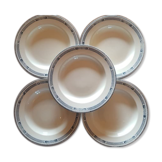 Set of 5 plates in Terre de Fer Salins vauban model