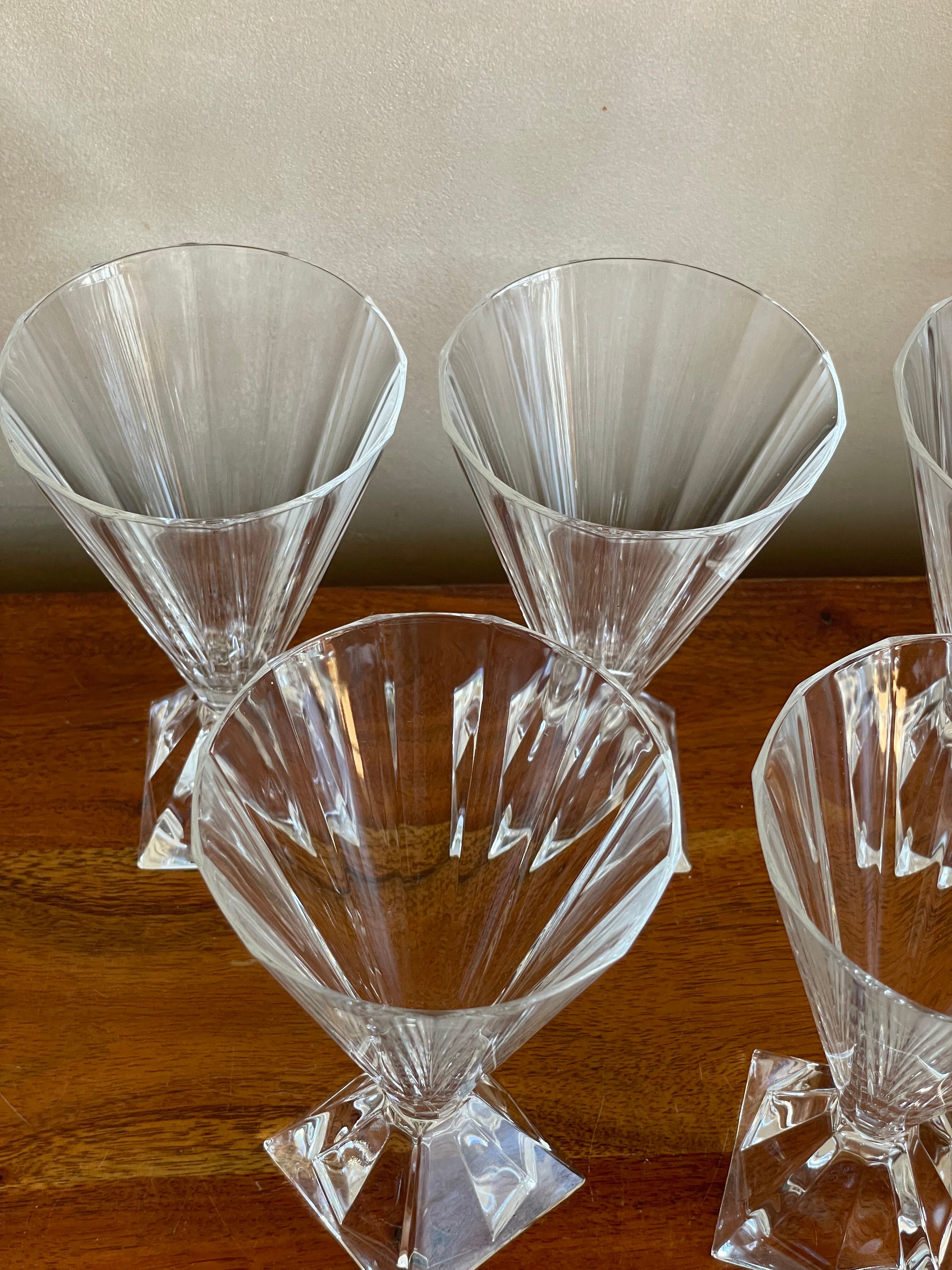 Art Deco crystal champagne coupes from Arques