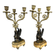 Paire De Candelabres Aux Sphinges En Bronze Dore,  XIXeme Siècle