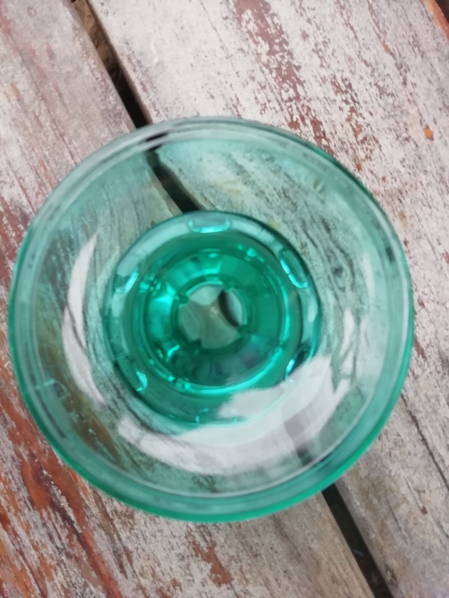 Green glass candlestick