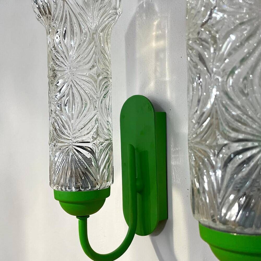 Pair German green wall sconces by Graewe