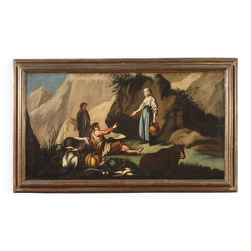 Painting landscape pastoral scene from the 18th century