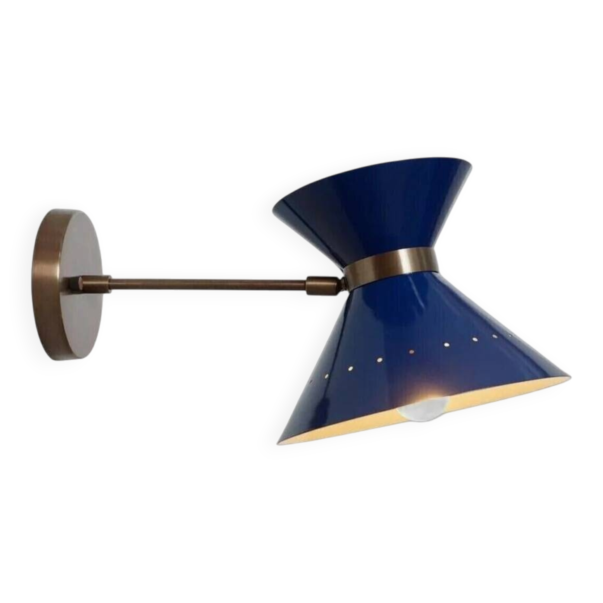 Mi Siècle Moderne Diabolo Lampe Laiton Arlus Murale à Côté Clair Applique