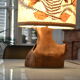 Modernist brutalist lamp free form 60's olive wood