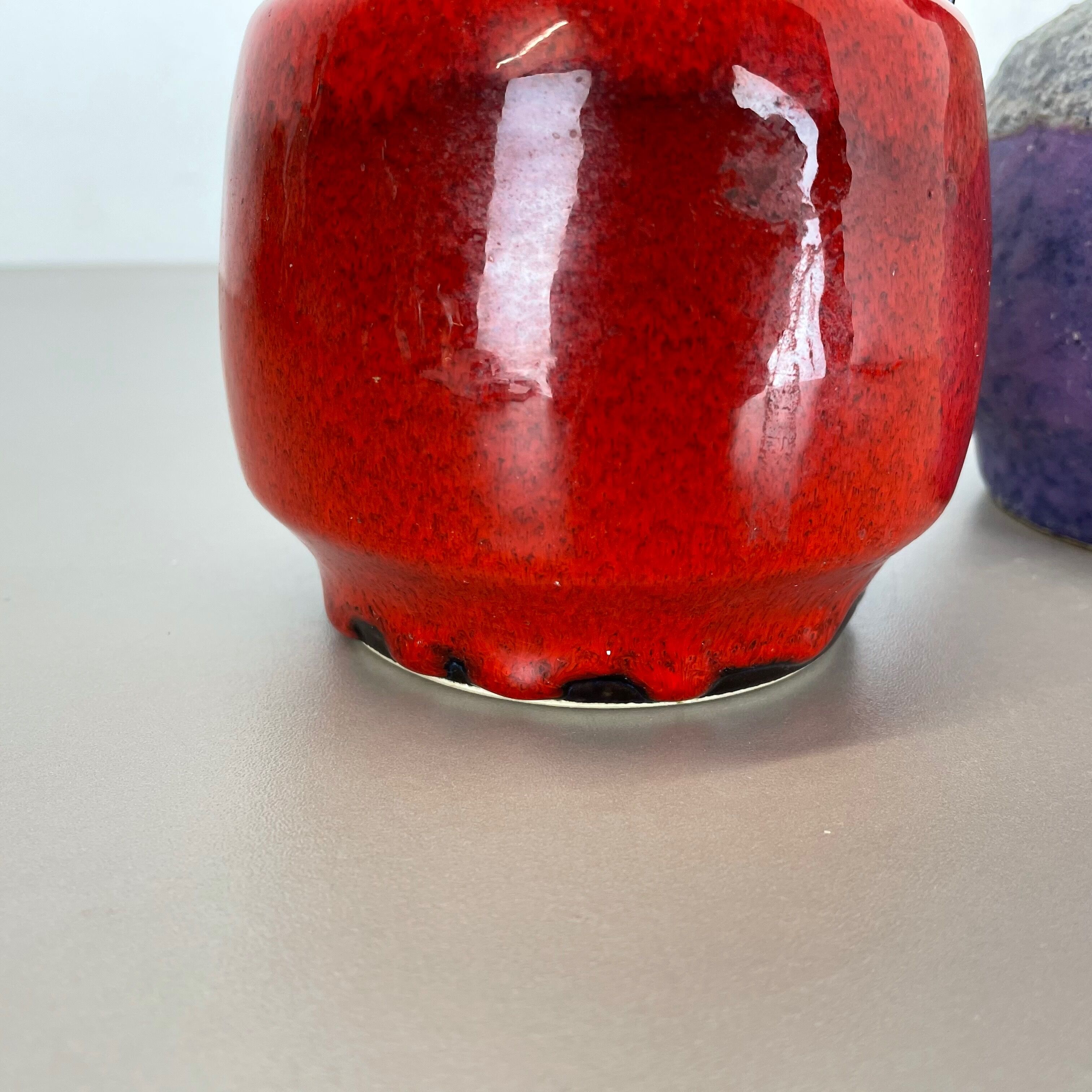 Set of Two Pottery Fat Lava Vases "Purple-Red" by Jopeko, Germany, 1970s