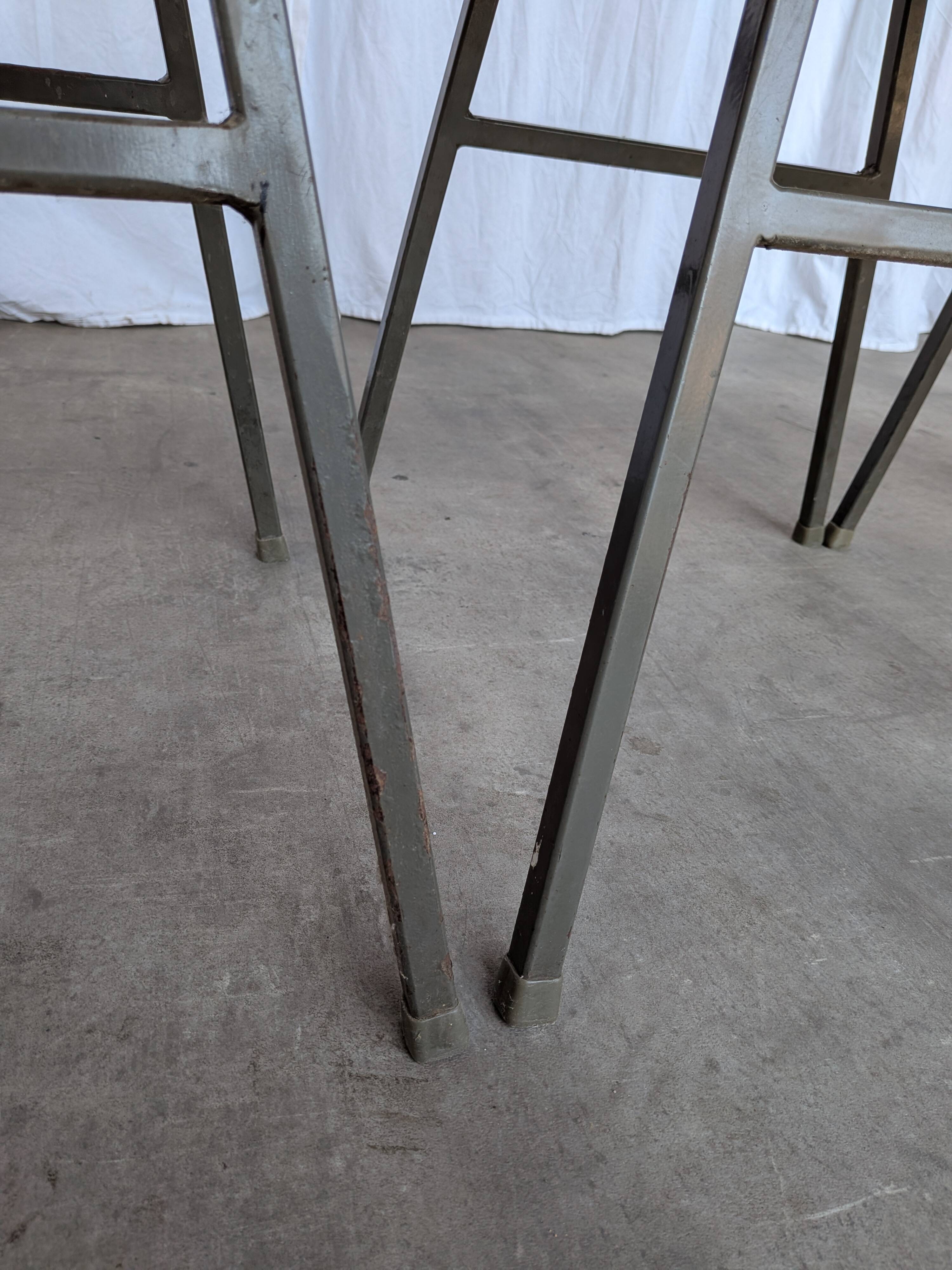 Set of 4 Vintage Stol Kamnik School Chairs Blue Upholstered Retro Dining Ch