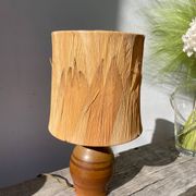 Lampe en céramique marron 1970 et abat jour feuillage