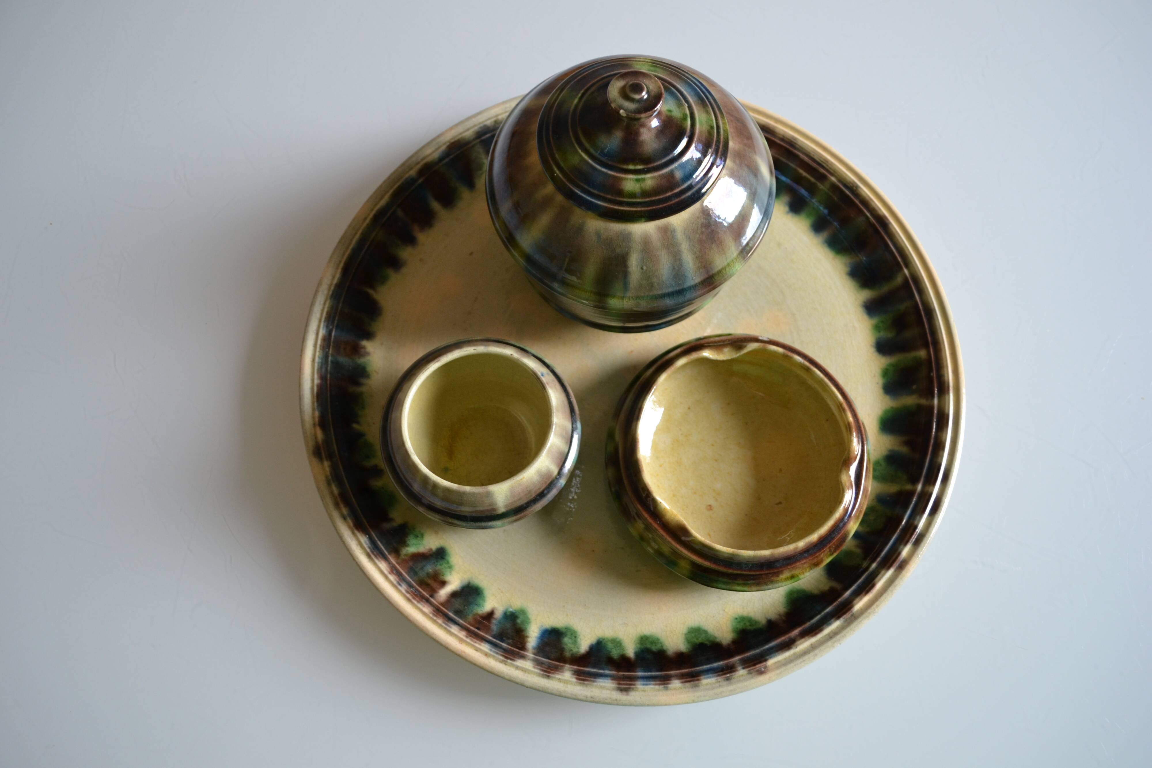 Sauveur Lunetta in Vallauris Vintage Ceramic 1950 Smoking Set