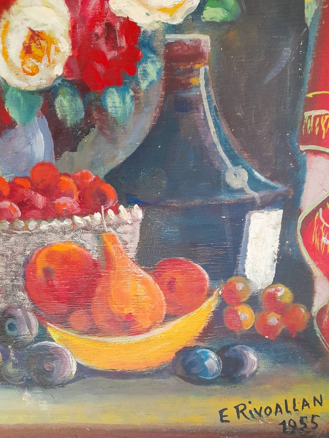 Nature morte, huile sur panneau 1955.