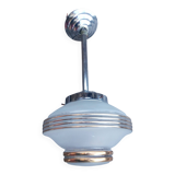 Vintage chandelier - Opaque glass globe and gold - 1950