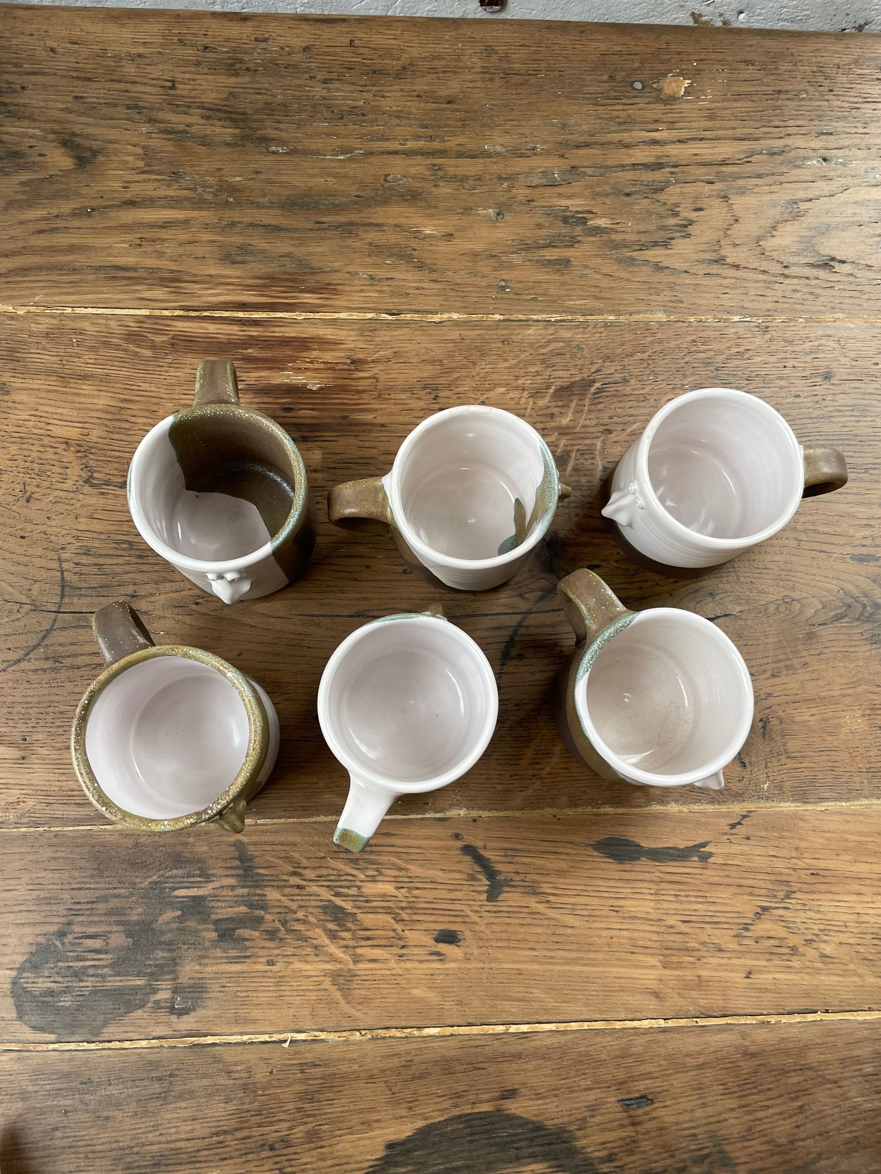 Anthropomorphic ceramic teapot, cups and bowl set