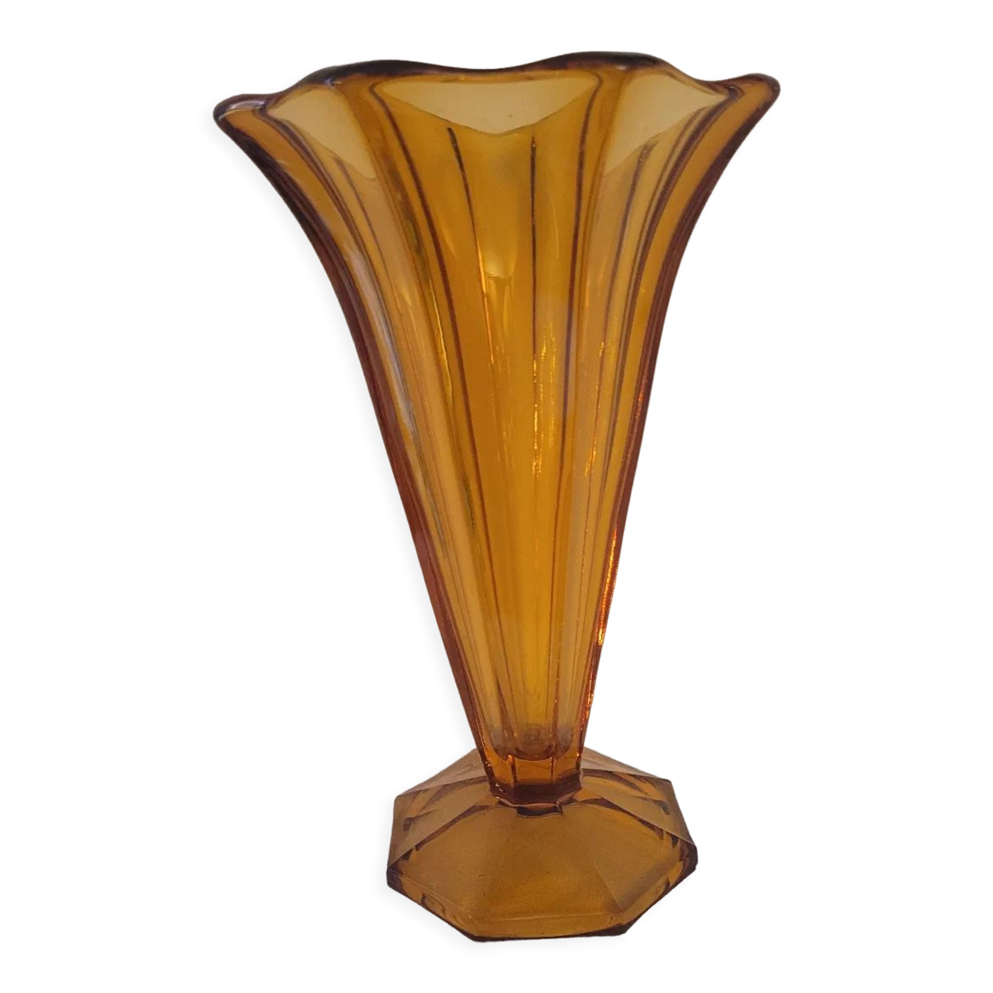 60's amber glass vase