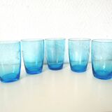 verre à eau /limonade en verre gravé bleu