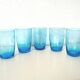 blue etched glass water/lemonade glass