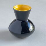 Vase céramique vintage noir et jaune