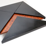 Coffee table with panels sliding work french 1970s