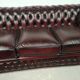 Sofa chesterfield leather burgundy three places bambou