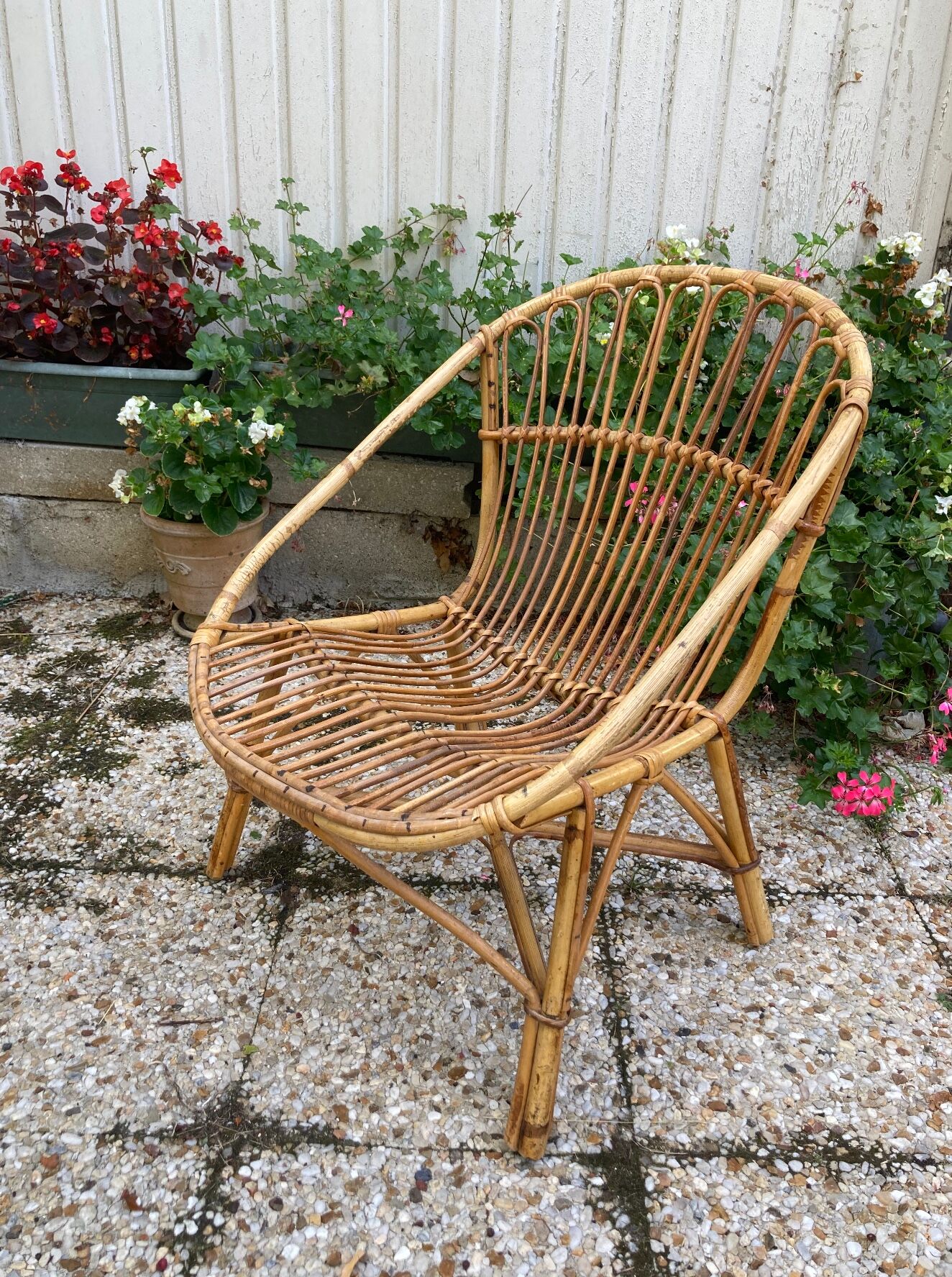 Fauteuil en rotin vintage