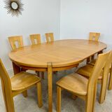 Old extendable table in solid elm from the 70s/80s, Maison Regain Vintage design