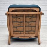 Fauteuil danois des années 1970 par Fritz Hansen, en laine de mobilier, bois de hêtre.