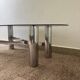 Table basse métal chromé verre fumé années 70