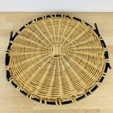 50s metal rattan tray