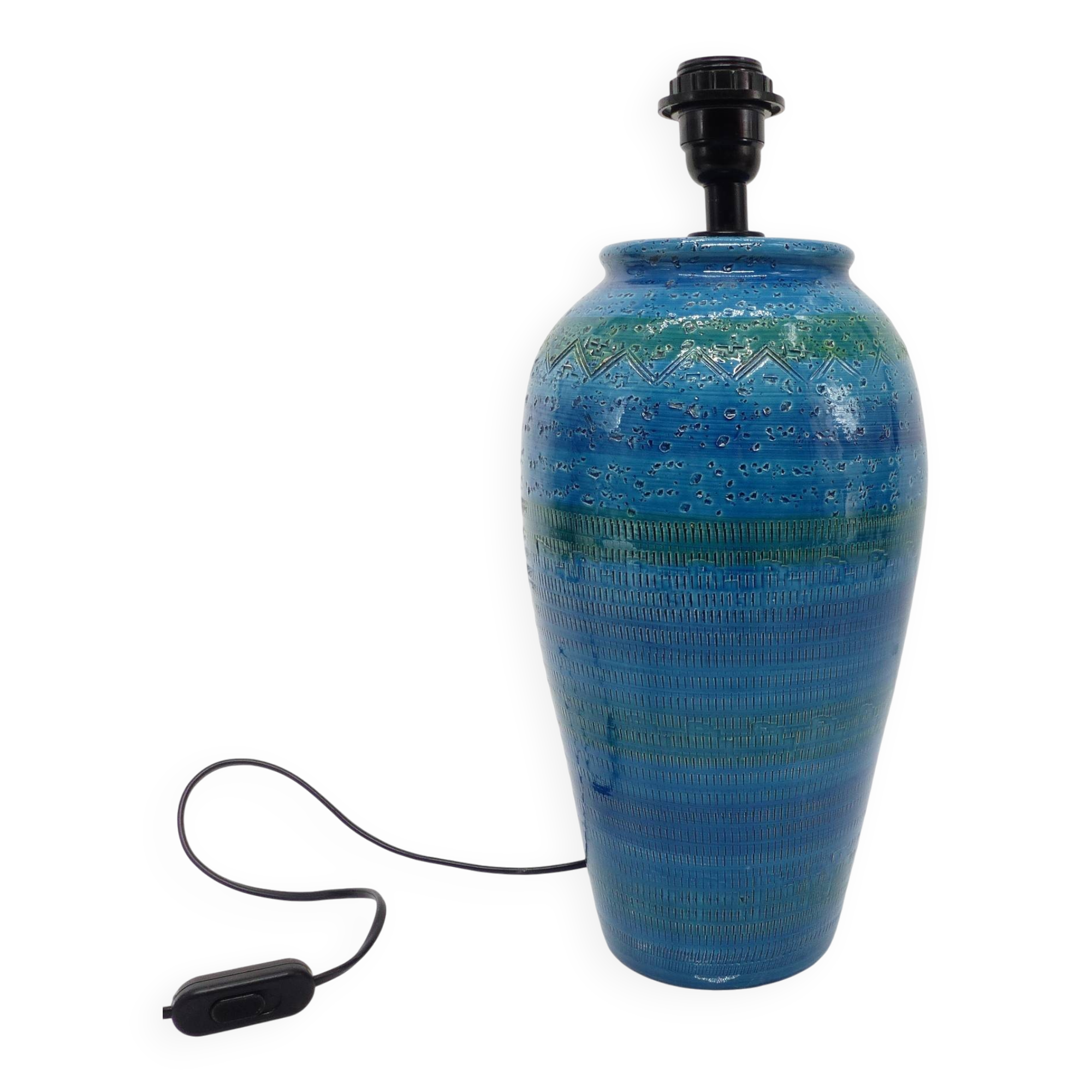 Blue earthenware lamp, Italy, circa 1980