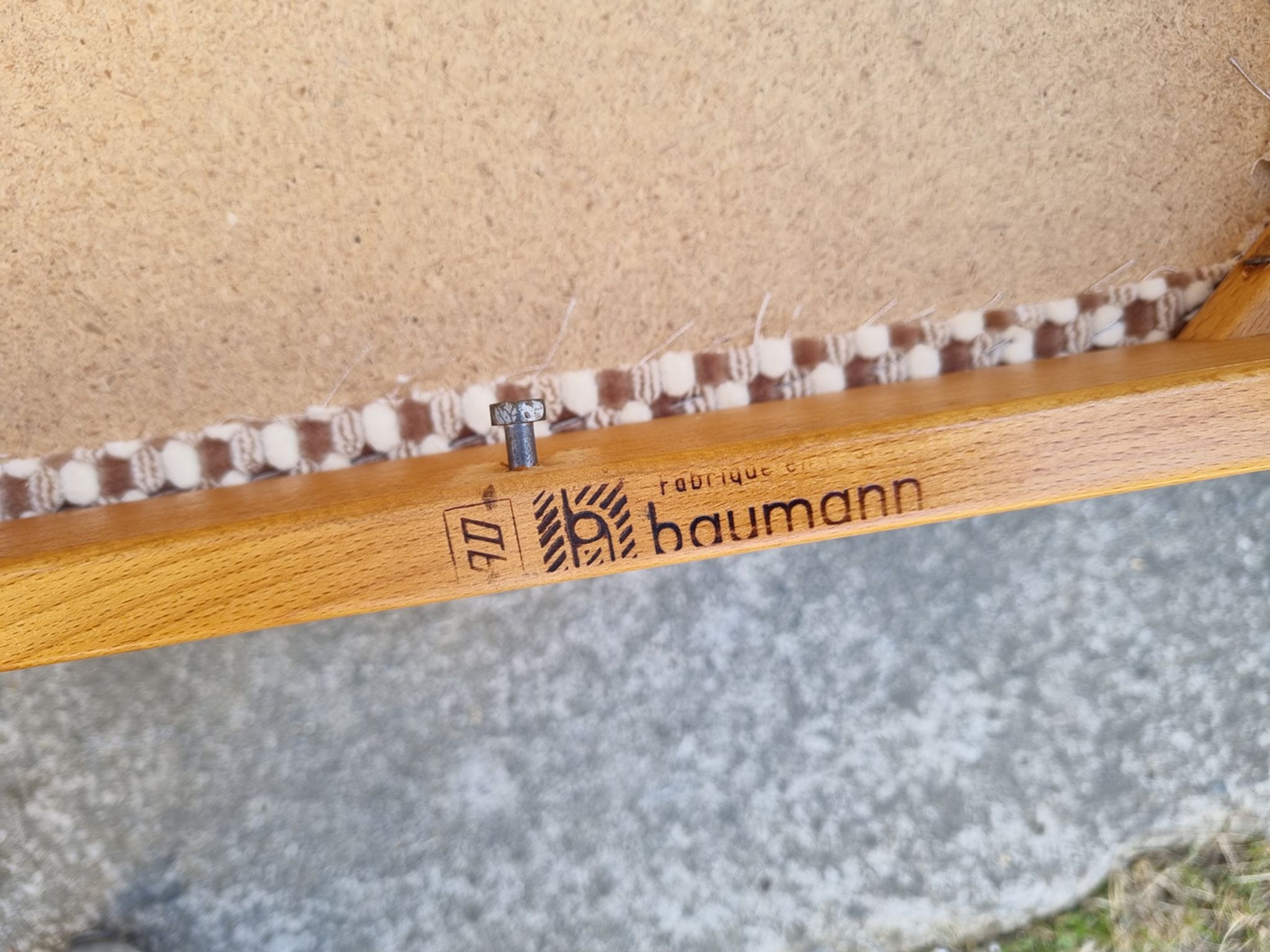 Baumann wood and velvet chair, Scandinavian spirit, vintage, 60s
