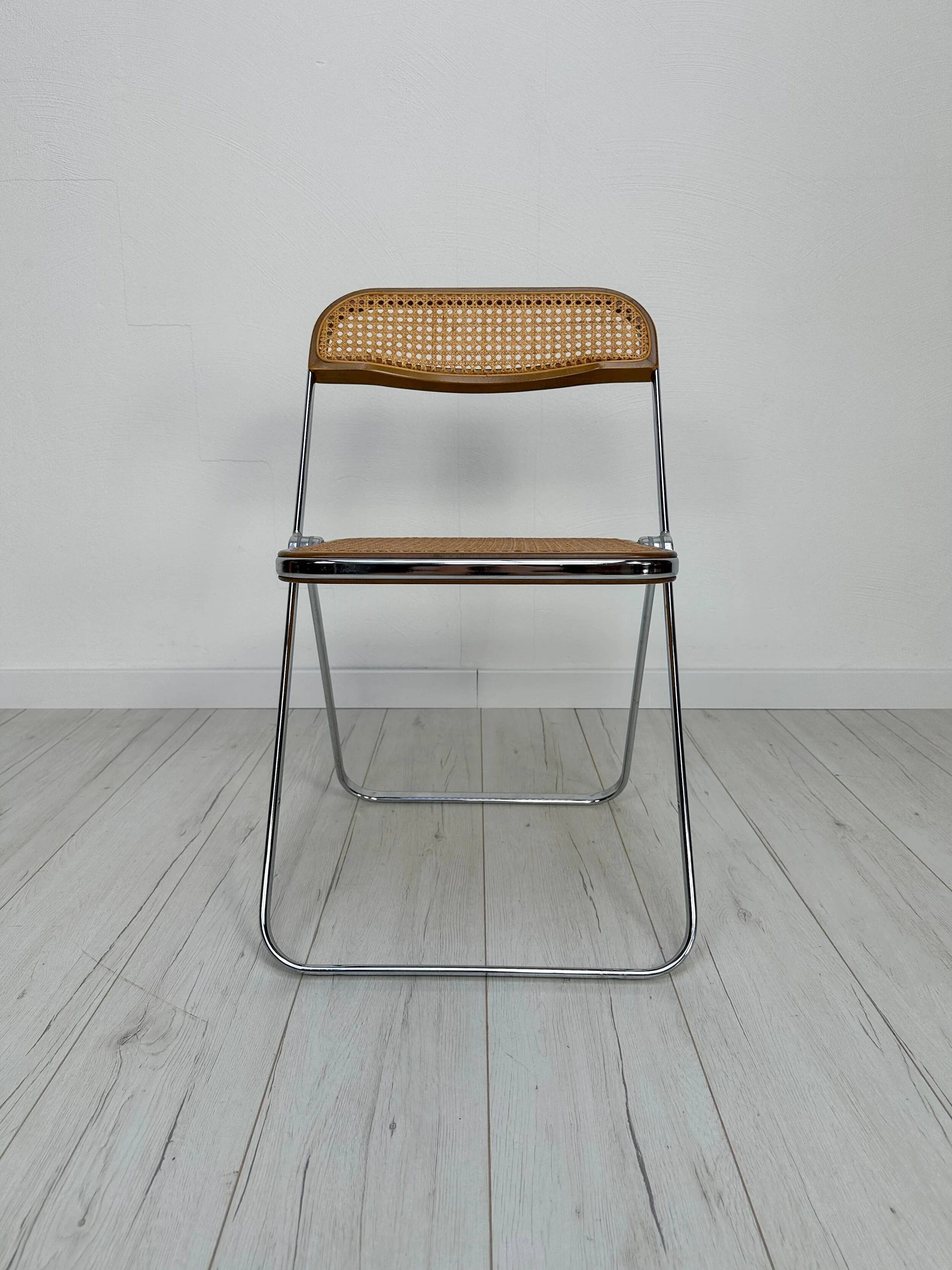 60s Vintage Plia Cane Folding Chair by Giancarlo Piretti - Anonima Castelli