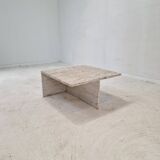 Table Basse Carrée en Travertin par Up & Up Italy, 1970s