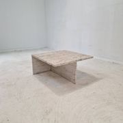 Table Basse Carrée en Travertin par Up & Up Italy, 1970s