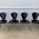 Set of 4 Linda armchairs by Arrben, black leather, chrome steel frame