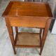 Occasional table in cherry wood, 1 drawer, 1 cane shelf, 1950.