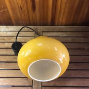 Old Yellow Opaline Pendant Light White Interior 1970s Vintage #A380